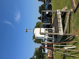 A wooden platform with an FRM particulate matter sampler.