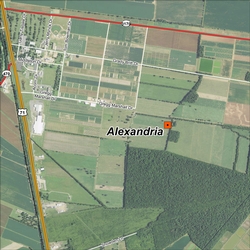 A satellite view of the Alexandria site location on a map.
