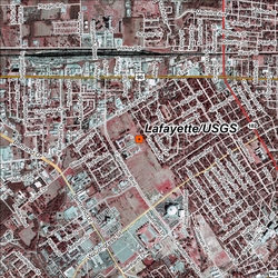 Lafayette/USGS satellite view site map.
