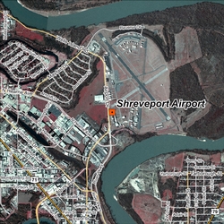 Shreveport Airport satellite view site map.