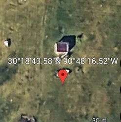 French Settlement satellite view site map with coordinates.