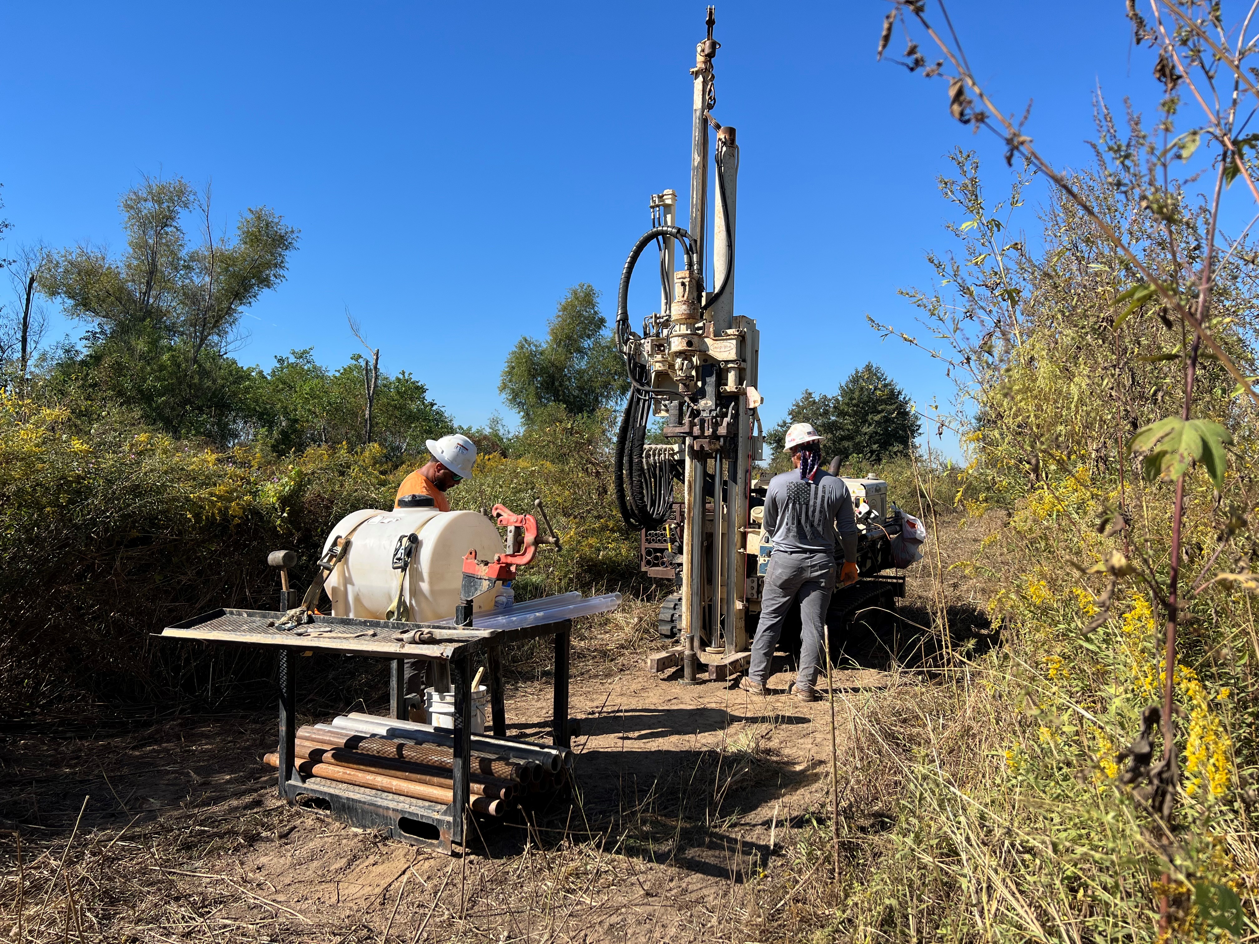 Soil sampling using a Direct Push Technology rig